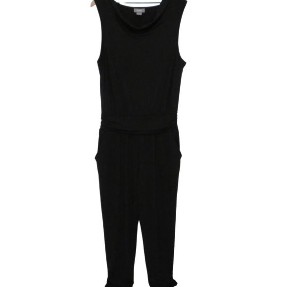 Neiman Marcus Womens Sz L Black Jumpsuit Long Line Sleeveless Stretchy Jumper - Picture 1 of 5